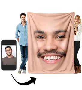 Custom Face Flannel Throw Blanket, Soft Cozy Warm Personalized Photo Blanket, Customized Gifts with Your Picture & Name, Funny Prank Gag Present for Him/Her, Couch Bedroom Decor (Please Leave a Message)