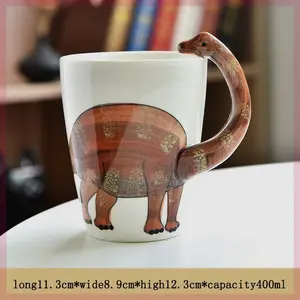 Hand-Drawn Ceramic Coffee Mug, Creative 3D Animal Dinosaur Cup, Unique Milk Cup, Perfect Gift for Couples, Children, Birthdays, Breakfast, Drinkware, Ceramic Mugs, Drinking Cup