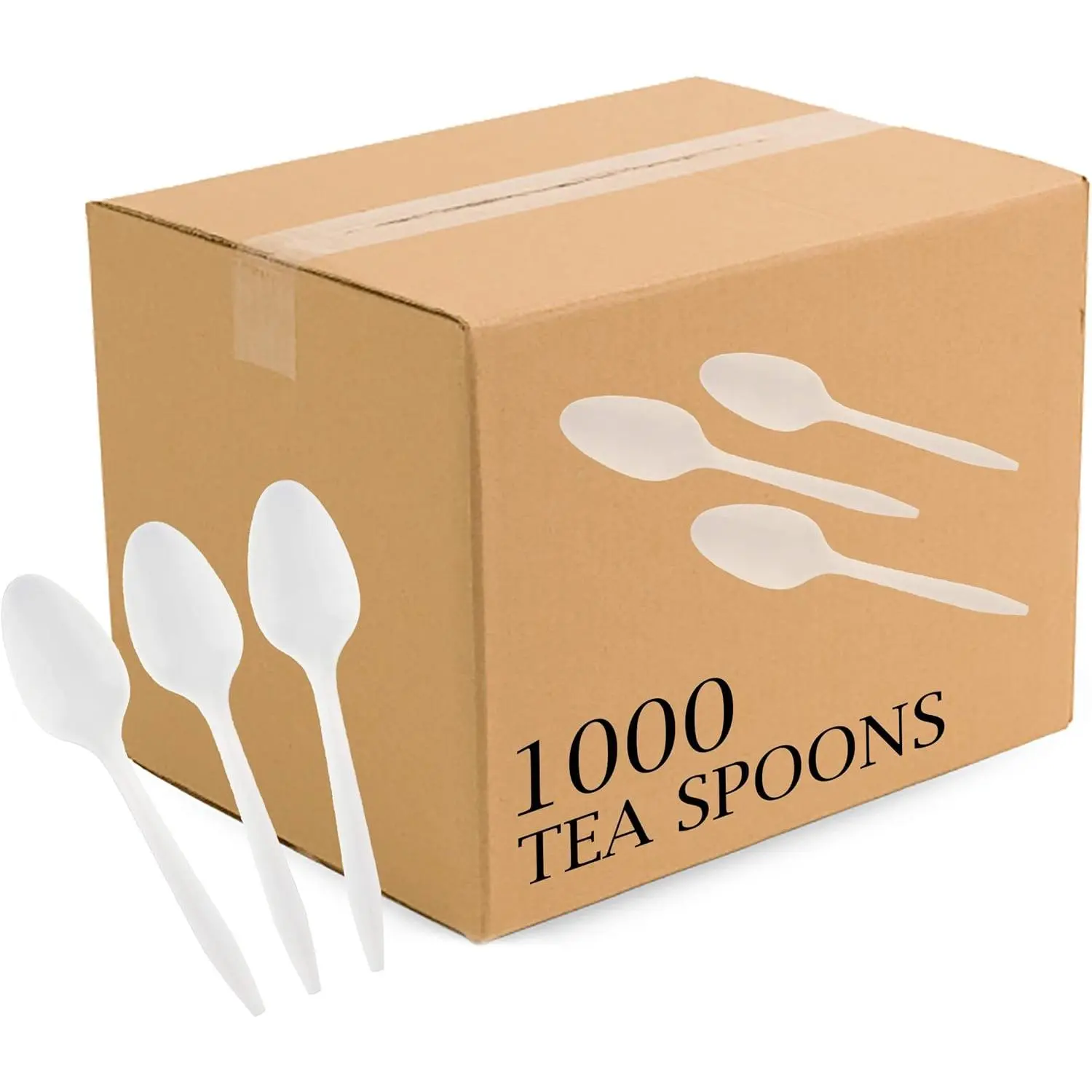 Plasticpro Medium-Weight Disposable White Plastic Teaspoons, Utensils for Kitchen & Tableware (1000 Count)