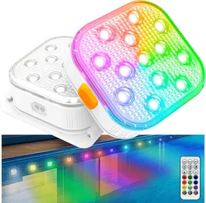 Submersible Led Lights Pool Lights - 2 Pack Waterproof Pool Light for Above Ground Inground Pools, Underwater Lights with Remote, 16 RGB and Rechargeable 2600mAh Battery, IP68 Hot Tub Lights Lighting
