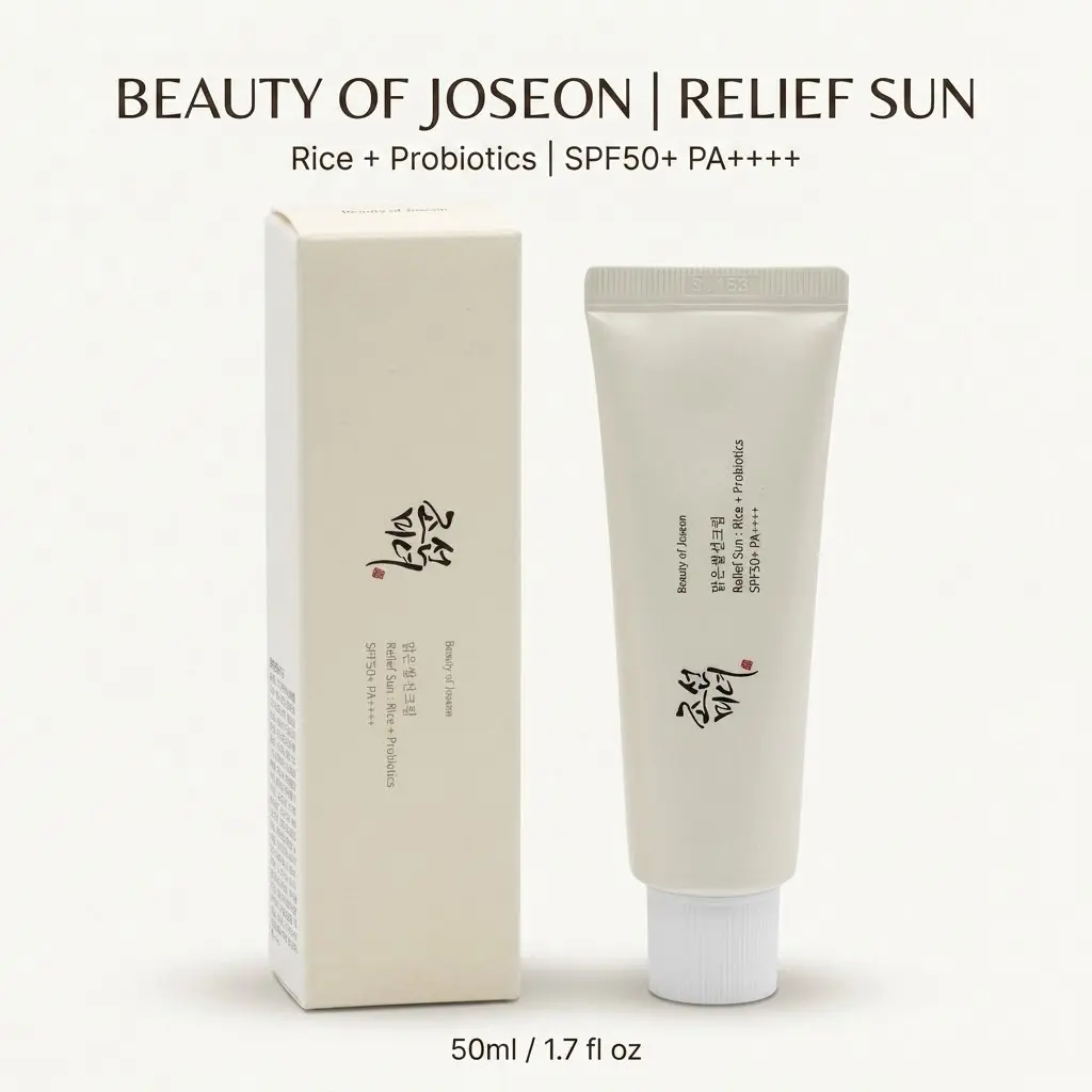Beauty of Joseon Relief Sun Rice Probiotic Facial Sunscreen, SPF50 PA++++, Original Korean Version, 1.7oz, Lightweight, Non-Greasy, Niacinamide & Rice Extract, Vitamin-Infused, UV Protection, Brightening for Radiance, Daily Use