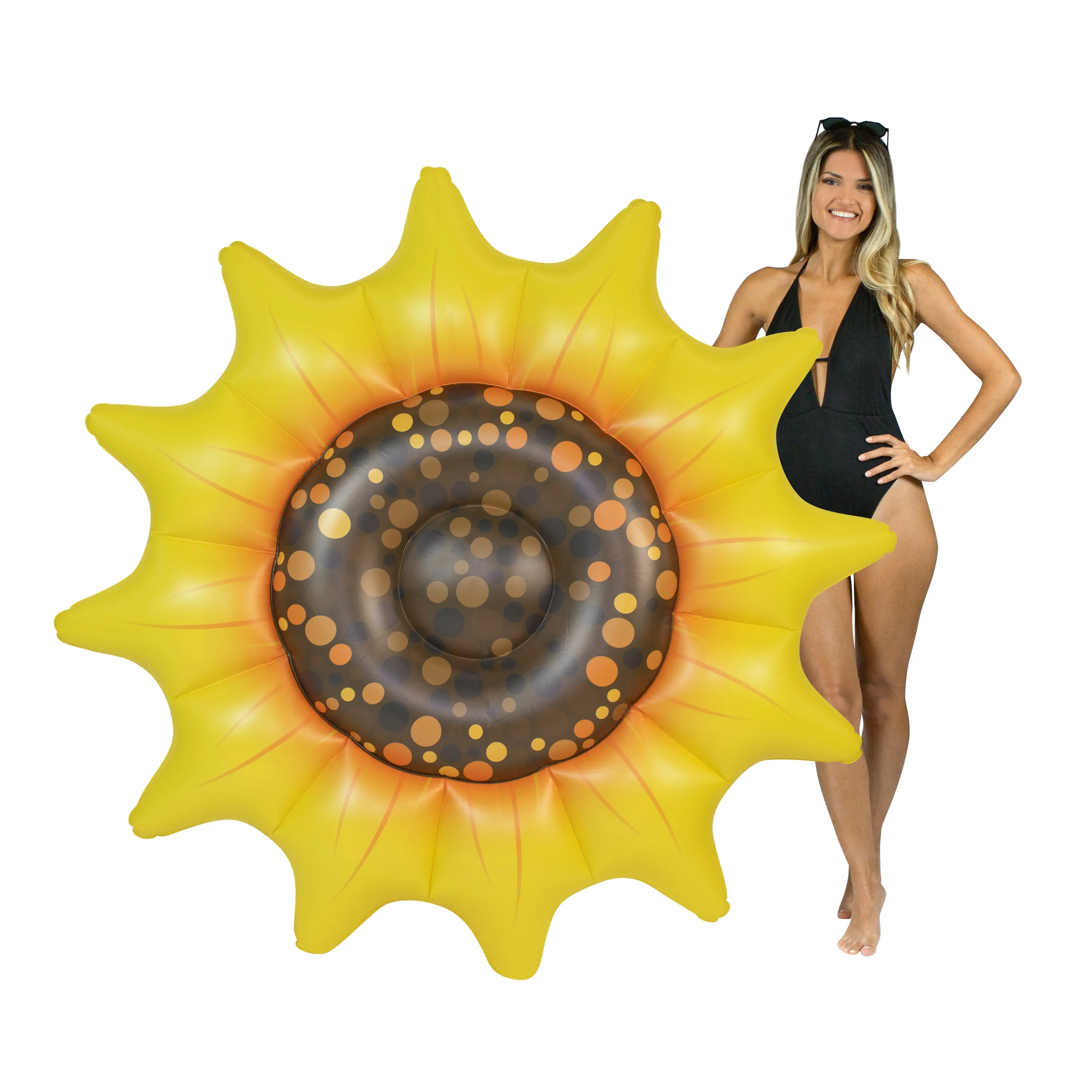 POOLCANDY Giant Inflatable Sunflower Flower Pool Float, Relaxing PVC Water Toy for 12+ Years, 5+ Ft. Island Float with Room to Stretch, Adult-Size for Outdoor Play, Yes