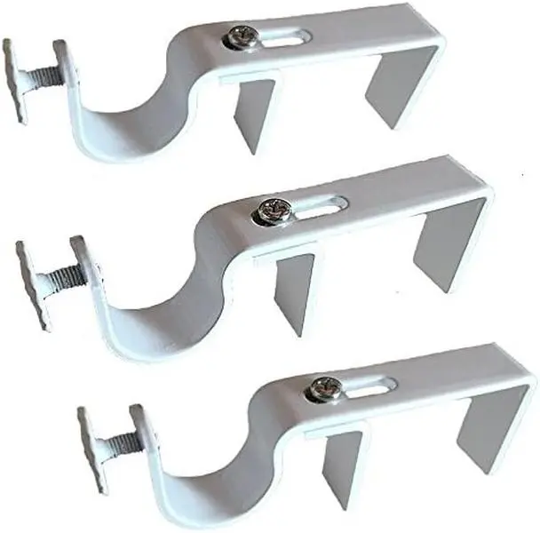 NoNo Bracket - No Drill Curtain Rod Bracket Attachment over Blinds Set of 3 (White) white curtains NoNo Bracket - No Drill Curtain Rod Bracket Attachment over Blinds Set of 3 (White) white curtains