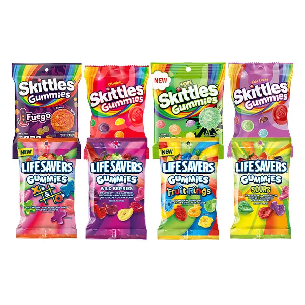 Skittles & Life Savers Fruity Gummy Candy Variety Pack, 8-Count Assortment of Chewy Snacks