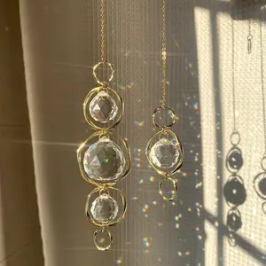 2 Pcs Crystal Suncatcher Wind Chimes for Outside,Crystal Suncatcher Prisms Hanging Outdoor Wind Chimes,Sun Catcher Hanging Crystals for Windows,Suncatchers Wind Chime Garden Decor Wedding Decoration