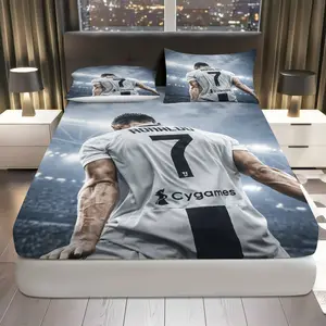 3Pcs Sports Stadium Athlete Fitted Sheet Three Piece Set (1*Fitted Sheet+2*Pillowcases, Coreless), All-Star theme, Soccer Bedding Set, Breathable Sheets, Mattress protector Soft, Breathable