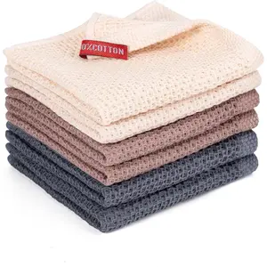 6-Pack Kitchen Dish Cloths, 100% Cotton Waffle Weave, Ultra Soft Absorbent, Quick Drying Dish Towels, 12x12 Inches,Multi Color