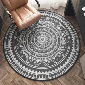 32" X 32" Round Washable Non Slip Office Chair Mat, Dark Grey Hardwood Floor Protector for Rolling Chairs, Suitable for Office Living Room Bedroom