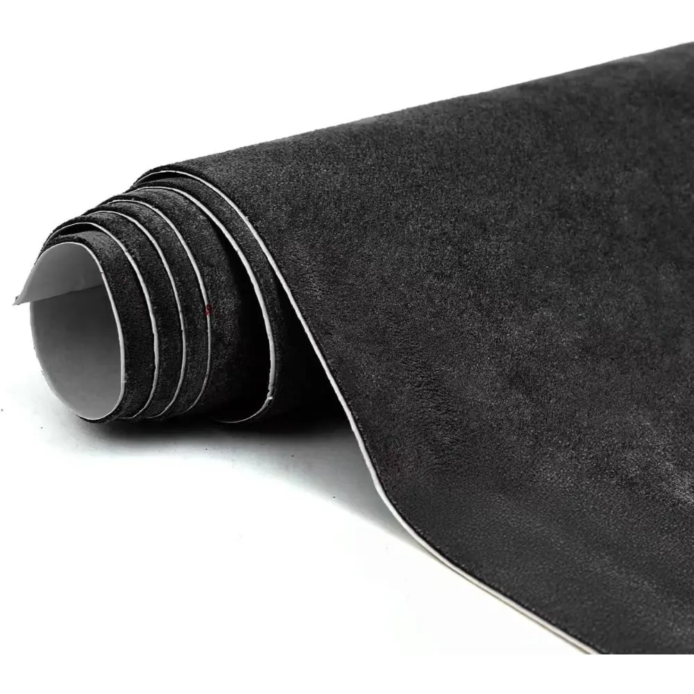 Premium Black Suede Fabric Wrap - 17x70 in Self-Adhesive Stretchable Microfiber Synthetic Leather Film, Car Interior & Home Decor Wrap for Car Body Fixes & Home Repairs