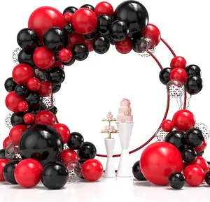 Red and Black Balloon Garland Kit, 114PCS Red Black and White Balloon Arch, 4 Sizes Black Red Balloons for Casino Theme Party Decorations Graduation New Year Party Movie nights Birthday Decora