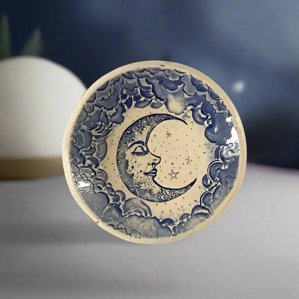Crescent Moon Pottery Dish Bowl - Handmade Ceramic Tableware