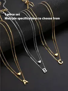 Double-layered heart-shaped 26-letter necklace initial with a sweet and luxurious style. The layered design adds dimension, perfect for daily wear, vacations, dates, and more. It also makes a delightful and elegant gift. Initials Necklace
