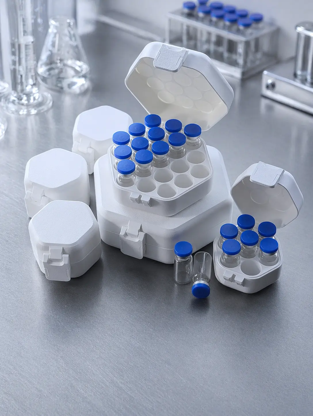 3mL Vial Storage Case, Peptide Organizer - 7 or 19 or 37 Capacity