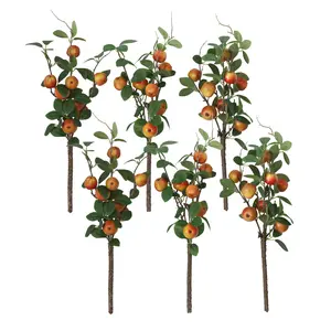 6 Pack 42cm Faux Apple Blossom Stems  Realistic Plastic Fruit Decor  Perfect for Spring Table Kitchen fall decor Home Styling  Lifelike  Durable Decorative Plants