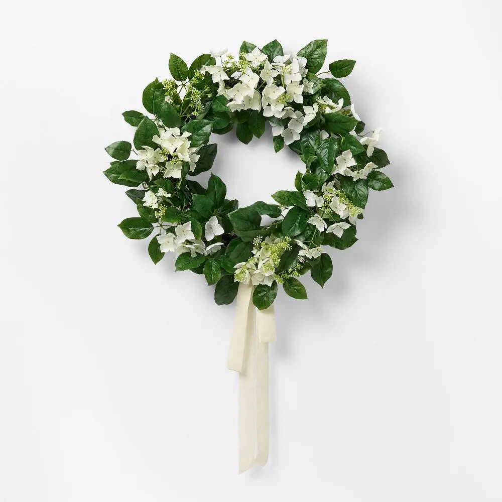 Cream Hydrangea Wreath - Threshold Designed with Studio McGee, Floral Plant Decor for Hanging Circle Displays