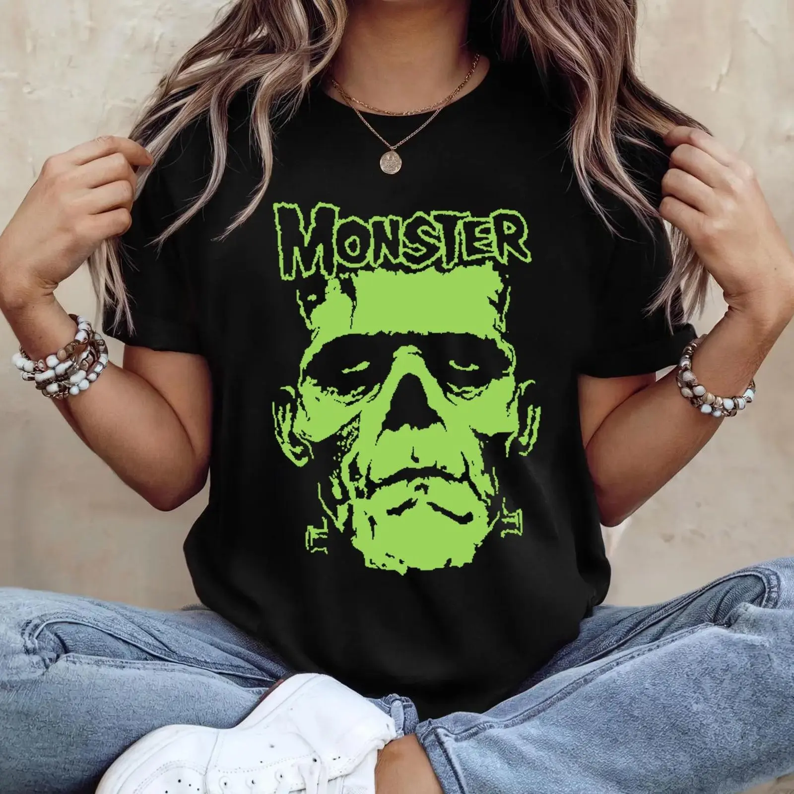 The Monster Skull Frankenstein Unisex Vintage T-Shirt, Frankenstein Graphic Tee, Halloween Horror Shirt