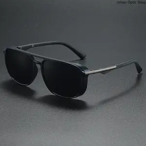 XUH Unisex Retro Aviator Square Sunglasses, Polarized UV400 Protection Anti Glare, Lightweight Metal Accent Frame Fashion Shades for Men Women Driving Fishing Daily Outdoor Wear
