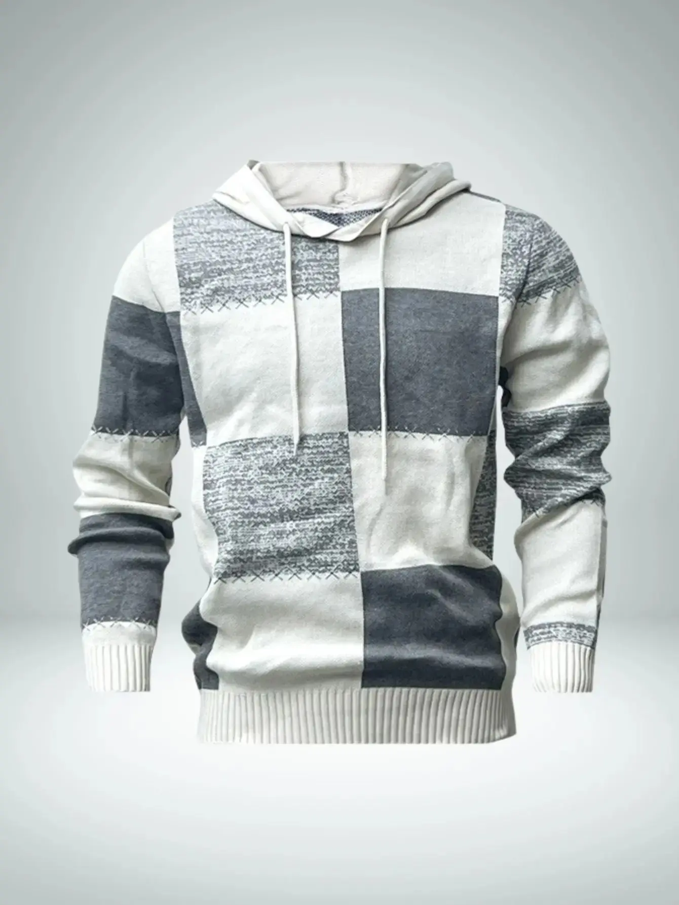 Men's Fashion Casual Plaid Hooded Sweater - Cotton Material, Plaid Design, Hooded Style, Versatile & Comfortable for Everyday Wear, Ideal for Casual Outings