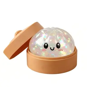 Glitter Dumpling Squishies Rainbow Colorful Dumplings Stress Balls Fidget Sensory Toy Soft Squeeze Decompression Dough with Food Steamer Box Anxiety Relief for Kids Adults NonEdible Easter Basket Stuffers