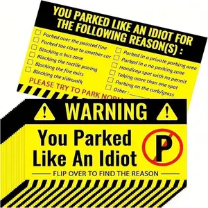 You Parked Like an Idiot Business Cards 3.54"x2" Bad Parking Cards, Multi Reasons Violation Stocking Stuffers for Adults, Funny Parking Violation Cards, Violation Note Cards (Pack of 50)