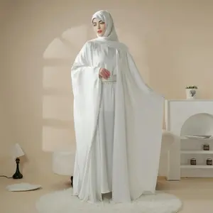 5-Piece Abaya Set: Loose Full Cover Satin Abaya Set with Niqab (MOA019) - Long Sleeve Inner Dress Essential Elegant Dress Long Sleeve Wedding Eid Ramadan Outfit Muslim Fashion festive wear modestfits hijab traditional attire ethnic Evening Formal clothes