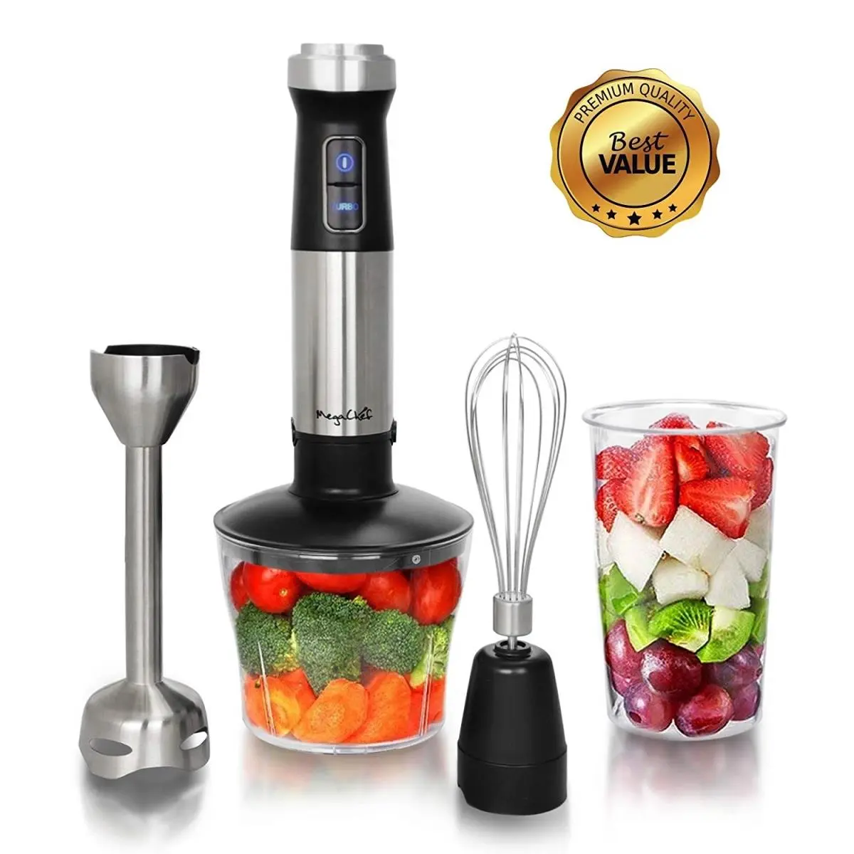 212 MAIN MC-158C 4 In-1 Multipurpose Immersion Hand Blender - Personal Blender with Speed Control, Blades for Smoothies, Blender Blades