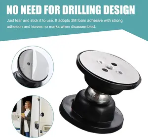 No Punching Stainless Steel Door Stop Magnetic Door Stopper Holder Anti Collision Windproof Doorstop Free-Punch Door Suction(white)