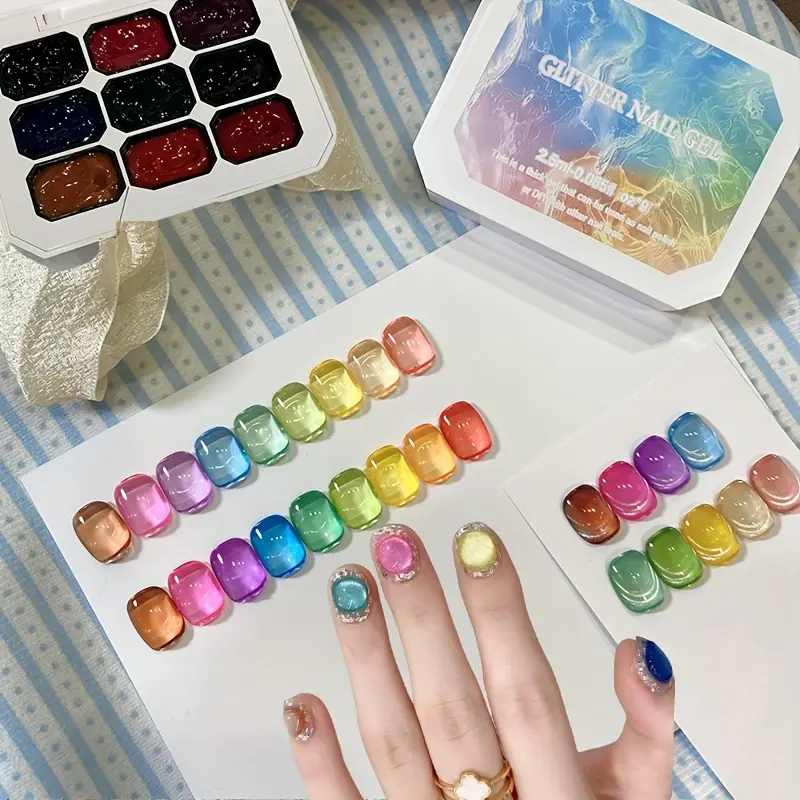 Summer Candy Jelly Color Solid Nail Gel Polish Set, Gel Manicure, Strong Hold, Transparent Jelly Color, Stackable Cat Eye, Alcohol-Free Salon Quality, Nail Gel Art, Summer Nails