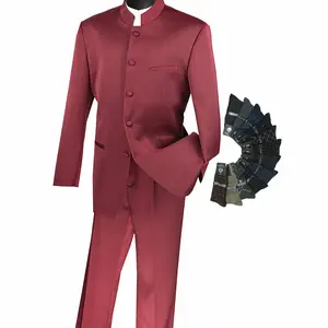 Sharp Regular-Fit Banded-Collar Nehru Church Suit Burgundy