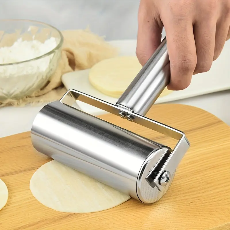 Double-Head Solid Metal Non-Stick Toxin-Free Stainless Steel Rolling Pin - Kitchen Baking Utensil, Rolls Dumpling Skin, All Seasons Bakeware for Home Use