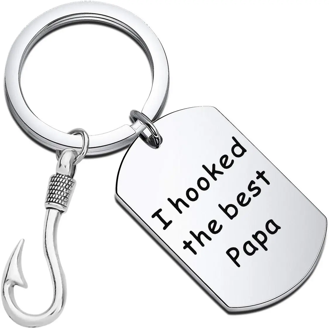 Papa Keychain Grandpa Fishing Hook Keychain Grandfather Gift I Hooked The Best Papa Keychain
