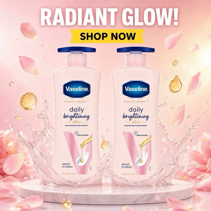 Vaseline Daily Brightening Body Lotion with Serum (2-Pack, 400 ml) - Body Care Moisturizer Cream for Hydrating, Soothing Skin Repair on Dry, Normal Skin
