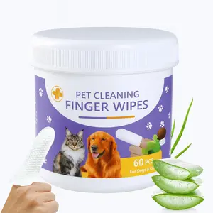 BellePaws Pet Finger Cleaning Wipes 60pcs | Chamomile, Honey & Aloe | Gentle Multi-purpose Wipes for Ears, Teeth & Paws | Deodorize & Moisturize Cleaner Grooming