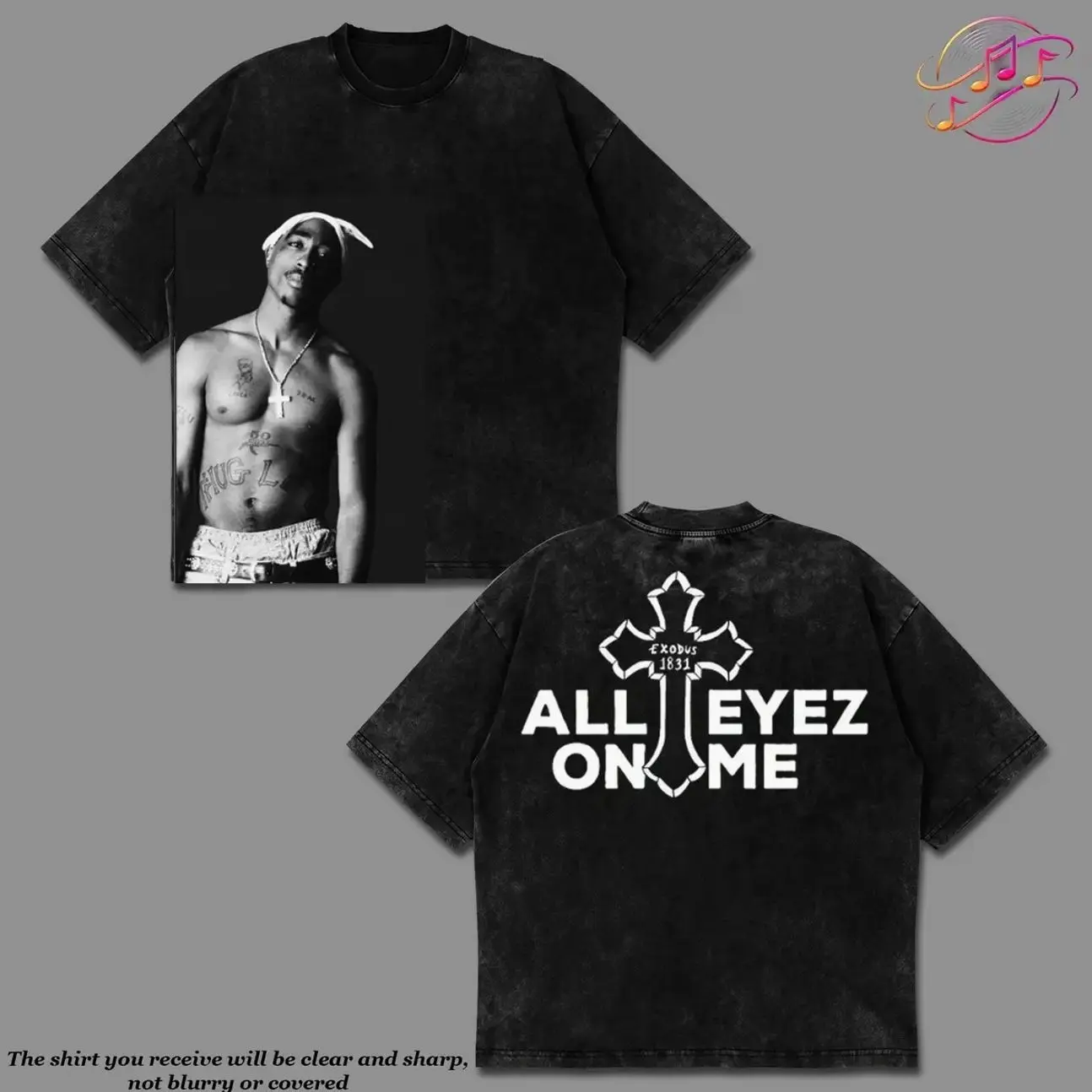 2Pac Shakur Thug Life Graphic Premium Acid Washed Cotton T-Shirt For Tupac Fans, All Eyez on Me Hip-Hop Shirt, All Eyez on Me Album Merch, Makaveli Fan Graphic Tee, Concert Music Outfit GN9