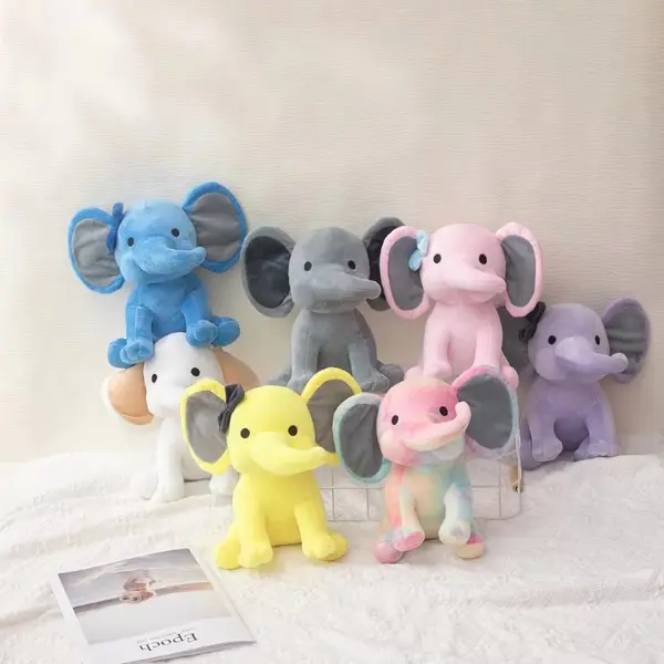 25cm/9.84in Soft Elephant Plush Stuffed Animal - Cute Fluffy Colorful Plush Toy (Multiple Colors: Pink/Blue/Purple/Rainbow) - Id monkey kids birthday gift
