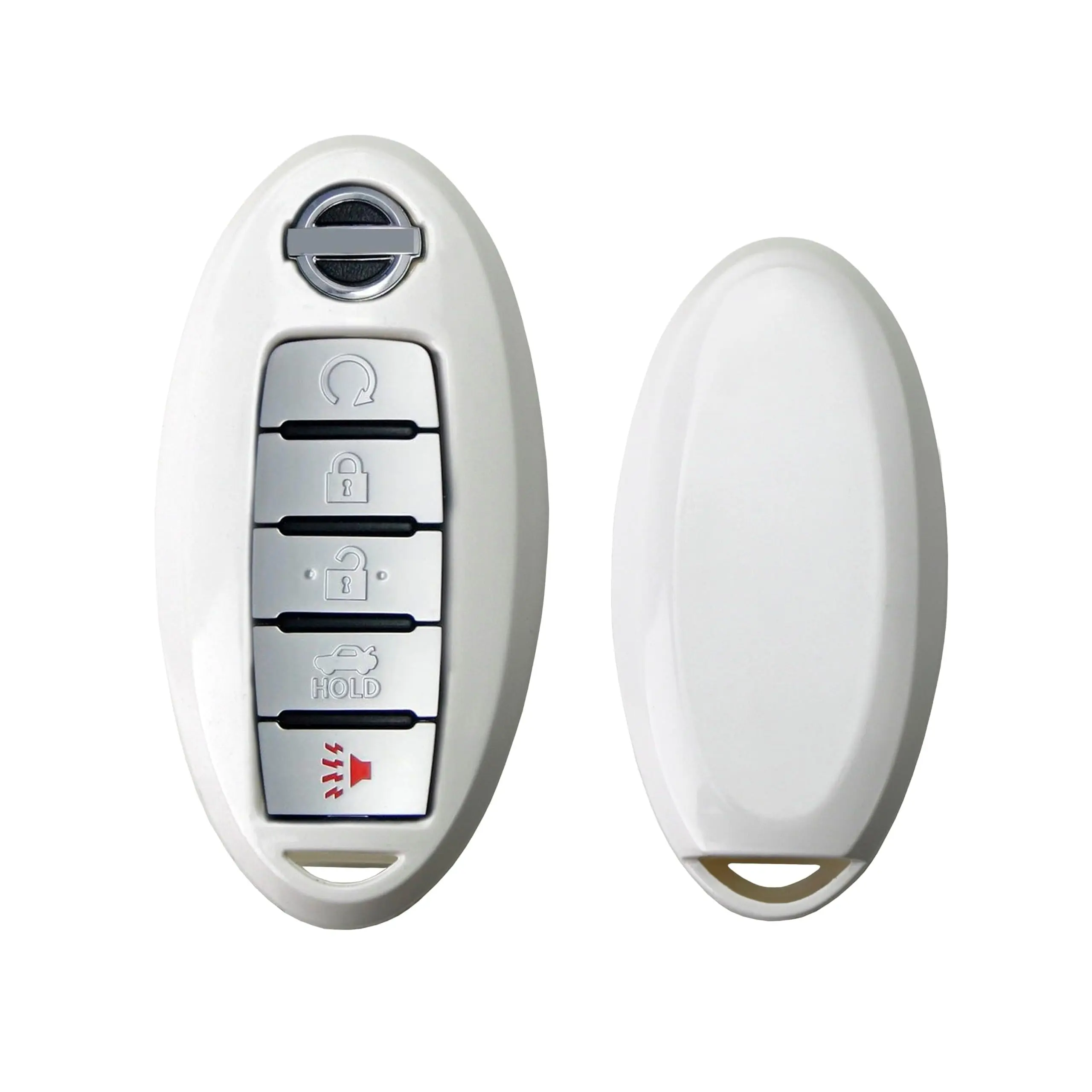 iJDMTOY Exact Fit Gloss Metallic White Smart Key Fob Shell For Nissan Armada Rogue GT-R Murano Pathfinder Sentra Leaf Titan (4-Button only)