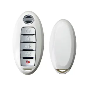 iJDMTOY Exact Fit Gloss Metallic White Smart Key Fob Shell For Nissan Armada Rogue GT-R Murano Pathfinder Sentra Leaf Titan (4-Button only)