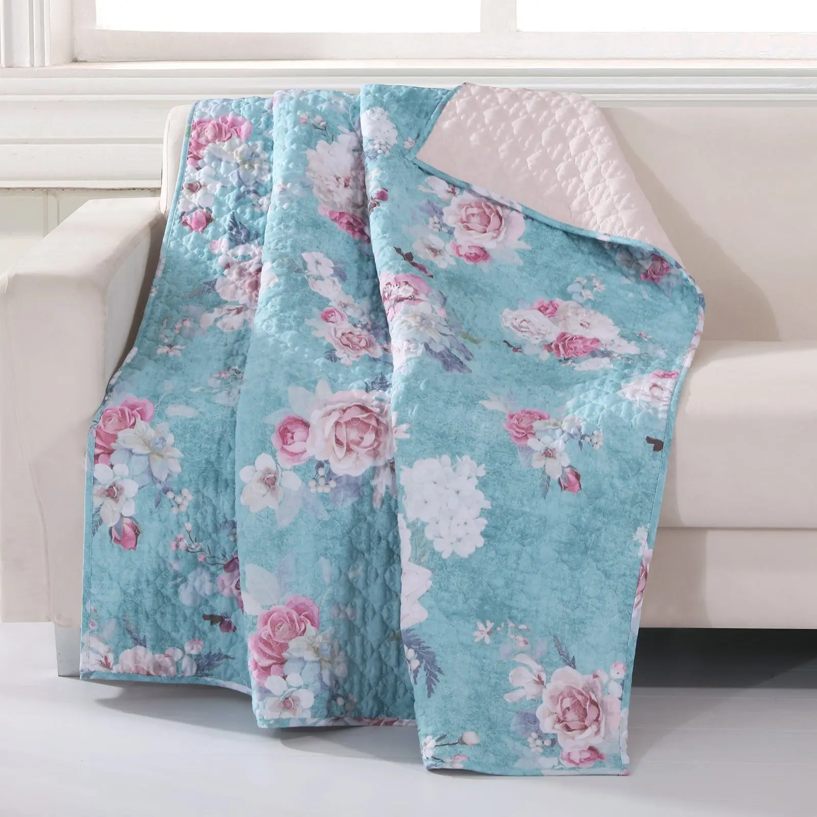Greenland Home Avril Turquoise Blue Throw, 50x60 Inches
