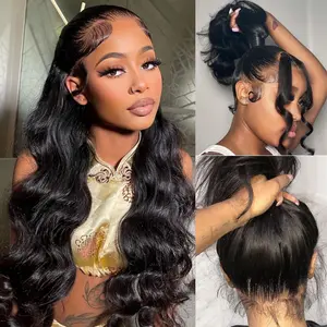 Body Wave 360 Lace Front Wig Human Hair Wig Cap Brazilian Pre Plucked Hairline Lace Frontal Wigs For Women
