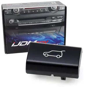 iJDMTOY Matte Black Center Console Rear Trunk Tailgate Open Switch Button Cover Replacement For BMW E70 X5, E71 X6