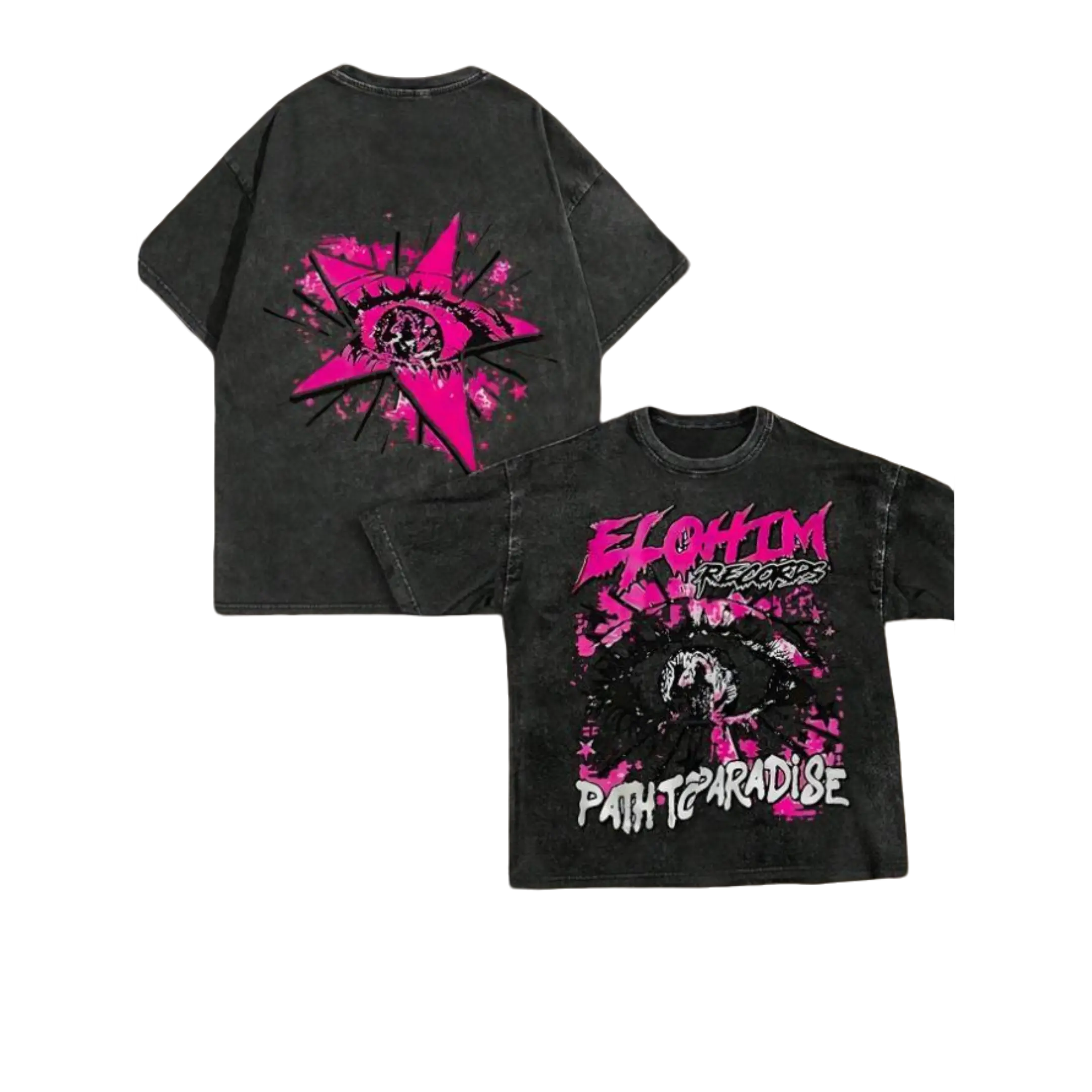 Vintage Unisex Cotton T-Shirt Plus Size 1 Piece Pink T-Shirt Men's Street Retro Hip-Hop Y2K Double-Sided Printed Pattern Washed Cotton T-Shirt Short-Sleeved Shirt Made in USA