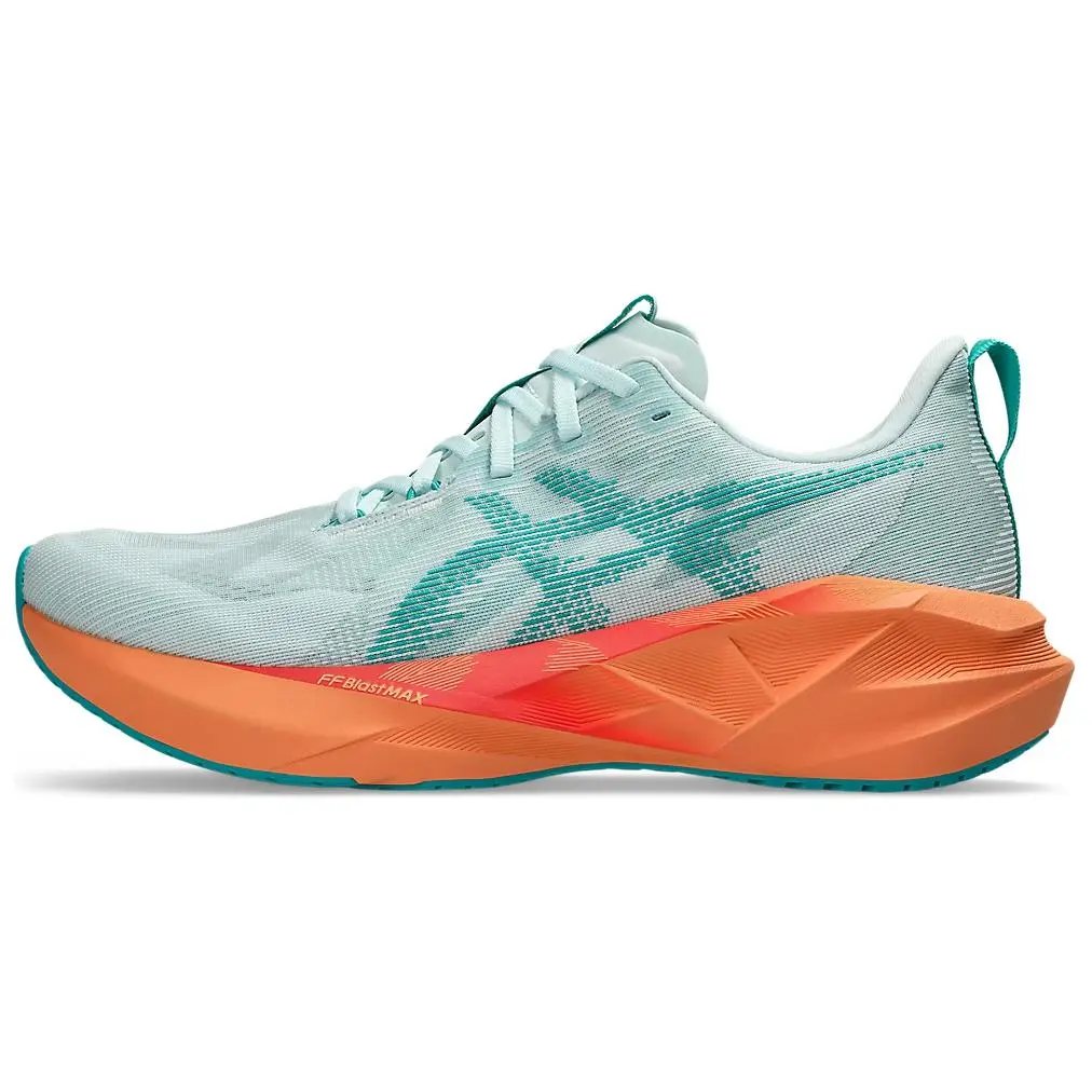 Men's ASICS Novablast 5 Low Top Running Shoes - Soothing Sea Wave Teal Orange, Versatile, Durable, Non-slip - Style 1011B974-400