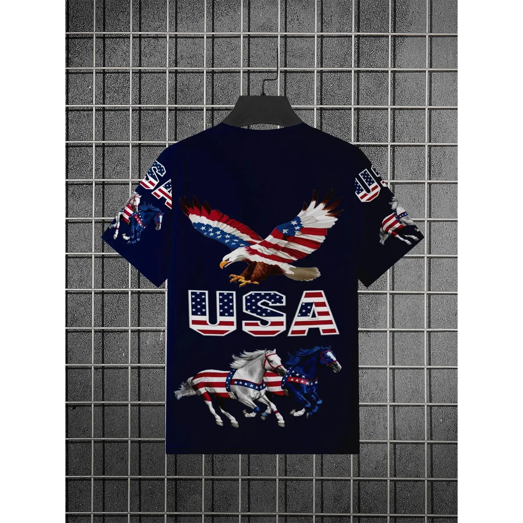 Men'S Stylish Casual Round-Neck Patterned T-Shirt with 3D Digital Printing - Perfect for Outdoor Leisure Wear, Street Fashion, Streetwear, Quick-Drying And Easy to Clean, Regular Fit, Suitable for Sports, Fitness, And Versatile Styling, Menswear