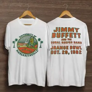 Vintage 80s Jimmy Buffett of Margaritaville Concert Tour Classic T-Shirt For Men, R.I.P Jimmy Buffet Shirt,  Fan Gift Shirt