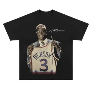 Allen Iverson Heavyweight Black Vintage Tee, Allen Iverson T-Shirt, Unisex Basketball Shirt, Hip Hop Graphic Tees, Gifts Shirt, Menswear Womenswear Streetwear