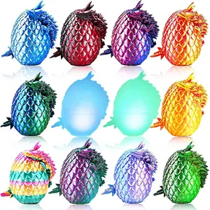 12PCS 3D Printed Dragon Eggs, Easter Basket Stuffers for Kids, Prefilled Easter Eggs with Dragon Fidget Toys, 3D Printed Animals Fidget Dinosaur Toys, Classroom Prizes Supplies for Boys Girls