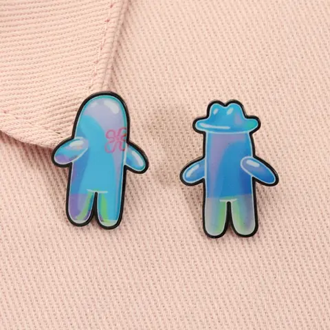 2 Piece Set SpongeBob SquarePants Iridescent Transparent Figure Enamel Pins Clip Cute Alloy Brooches Lapel Gradient Dreamy Style All Season Backpack Badge Fashion Jewelry Accessories Gifts for Friends