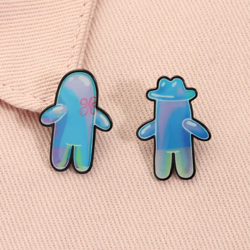 2 Piece Set SpongeBob SquarePants Iridescent Transparent Figure Enamel Pins Clip Cute Alloy Brooches Lapel Gradient Dreamy Style All Season Backpack Badge Fashion Jewelry Accessories Gifts for Friends