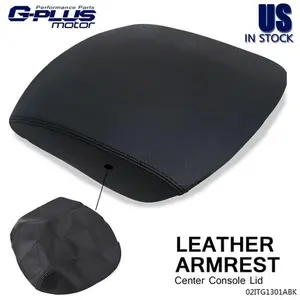 Fit For 2009-2015 Honda Pilot Leather Armrest Center Console Lid Cover Black G-PLUS