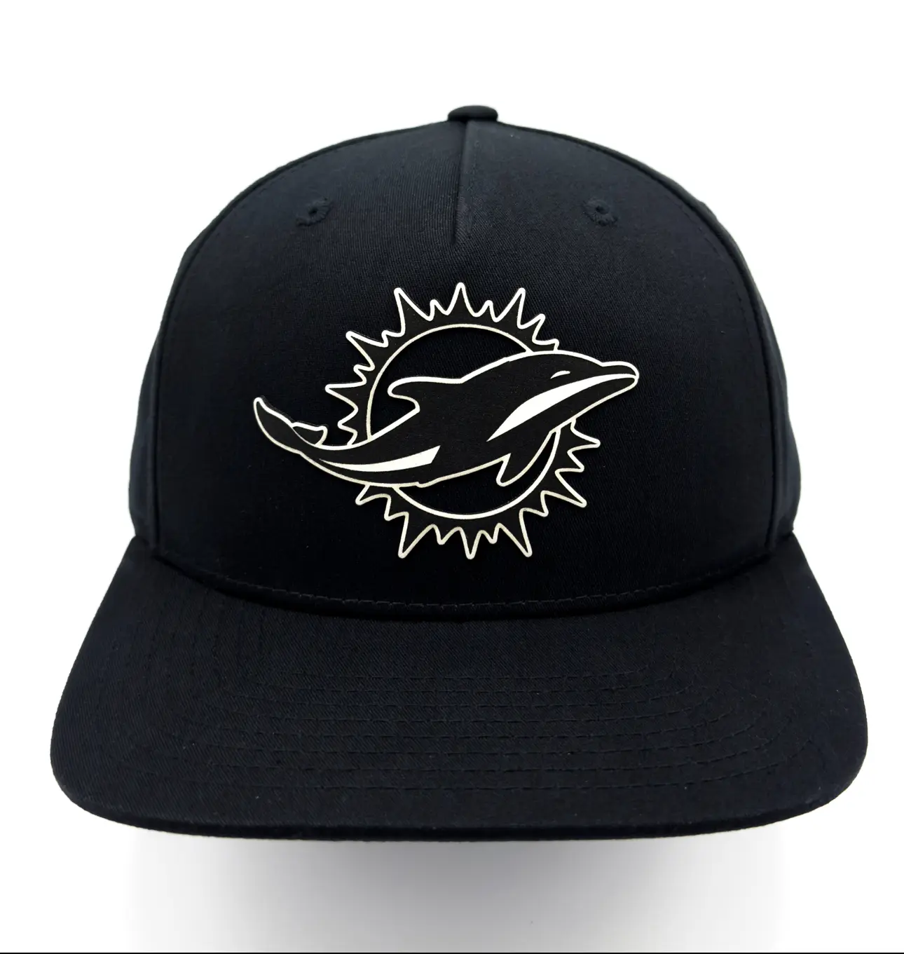 Dolphins Black on White Richardson 255 Twill SnapBack